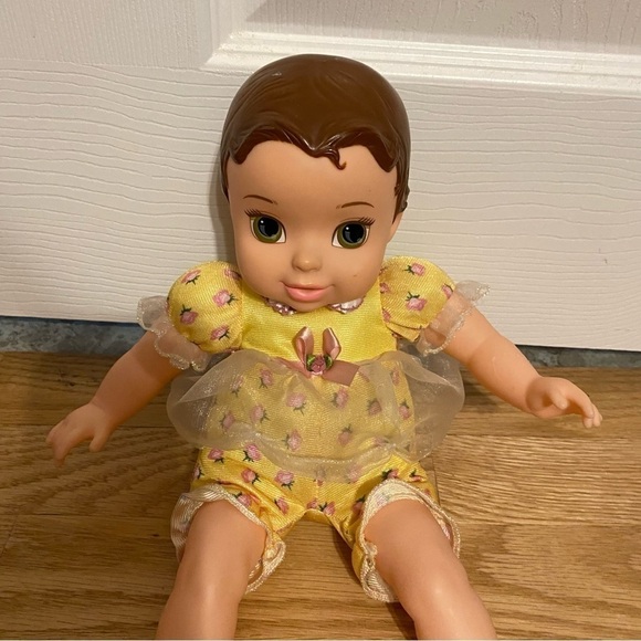 Disney Belle Tollytots Baby Doll Soft Body Hard Head Princess Vintage Yellow - Picture 3 of 8